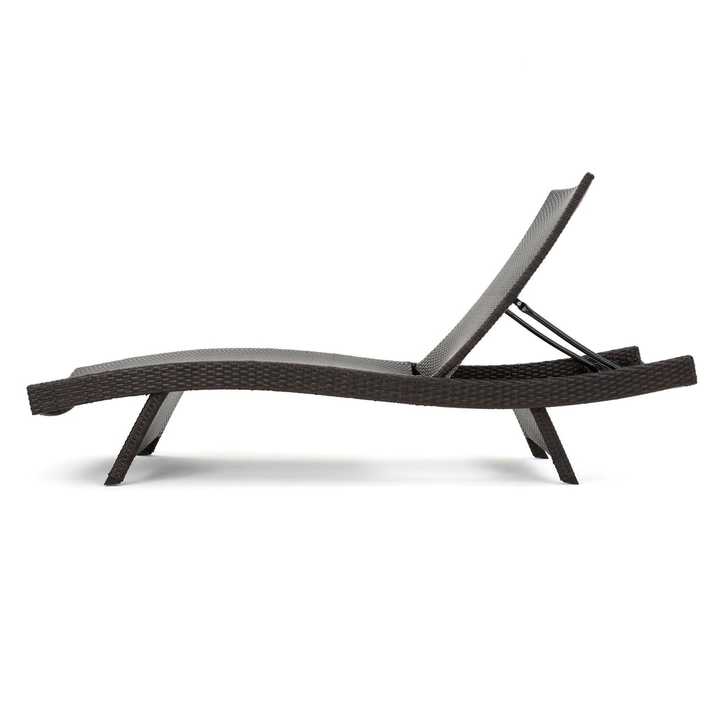 Salem - Wicker Chaise Lounge Adjustable Rattan Outdoor Chair Set - Brown Multi