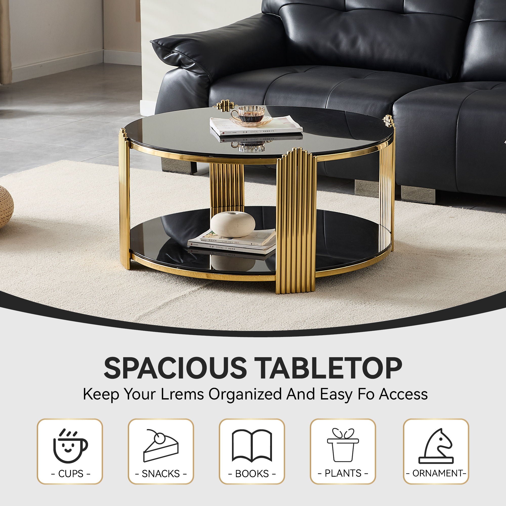 Round Table With Double Layer Storage