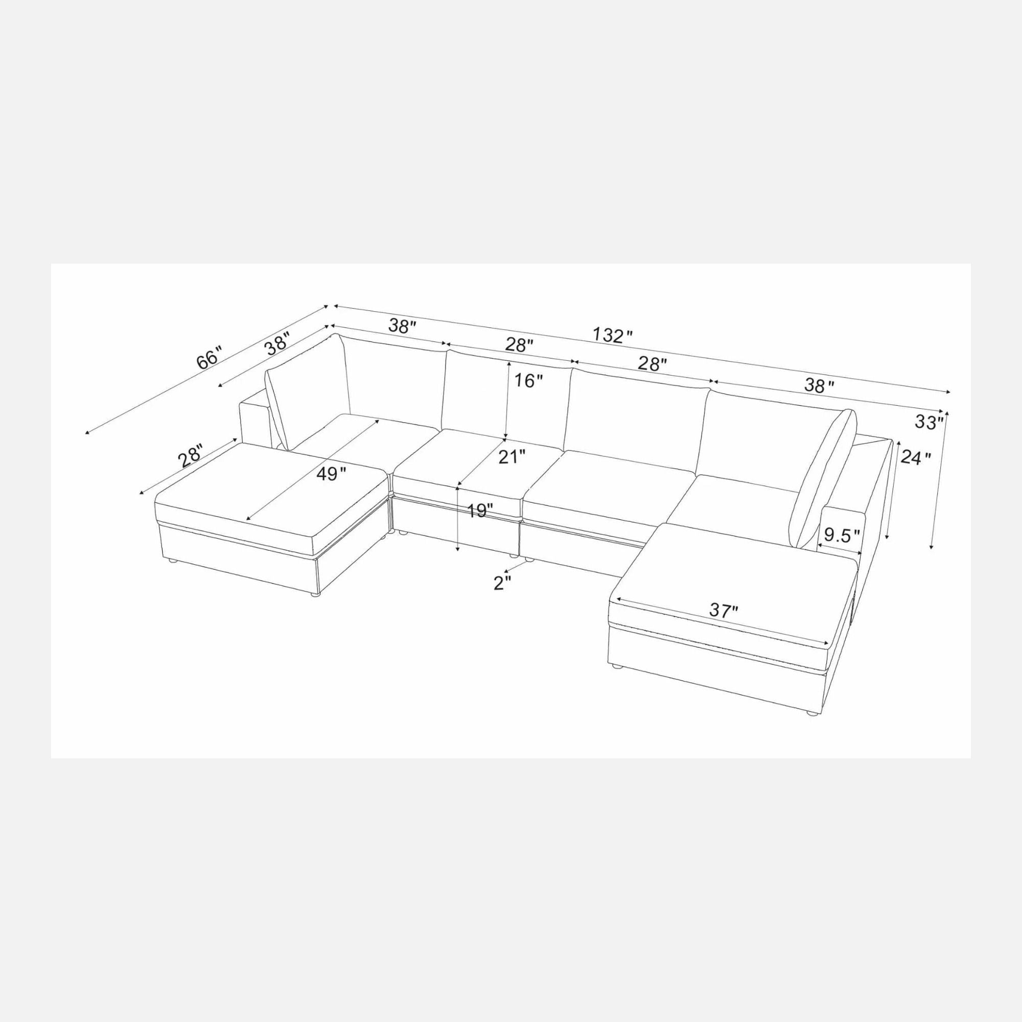 Modern Reversible Modular Sectional