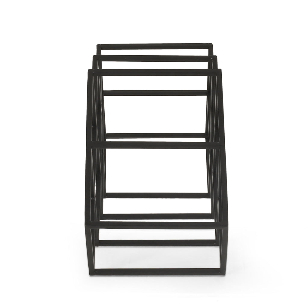Modern Industrial Tabletop Wine Rack With 7 Bottle Holders - Black