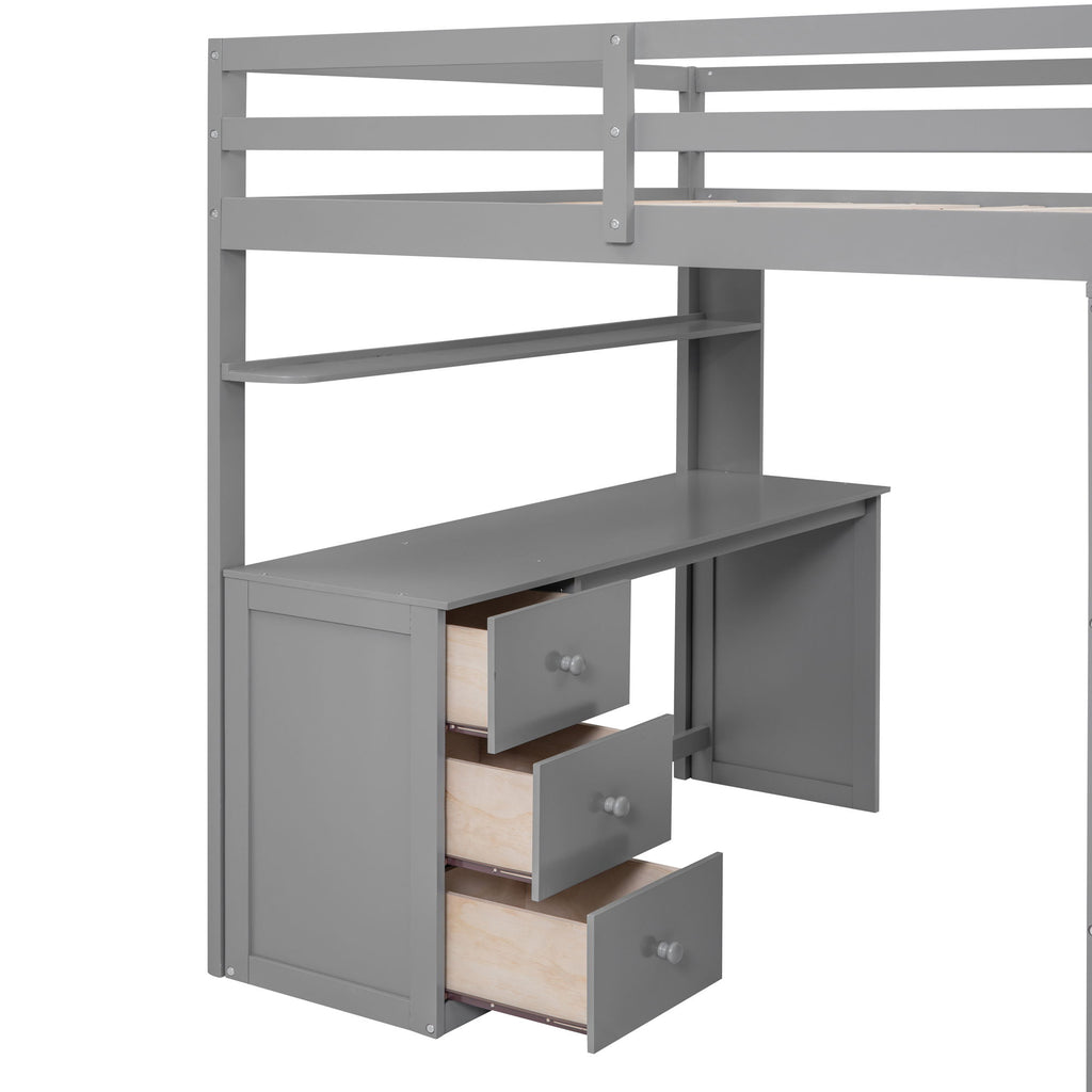 Loft Bed With Drawers, Desk, And Wardrobe