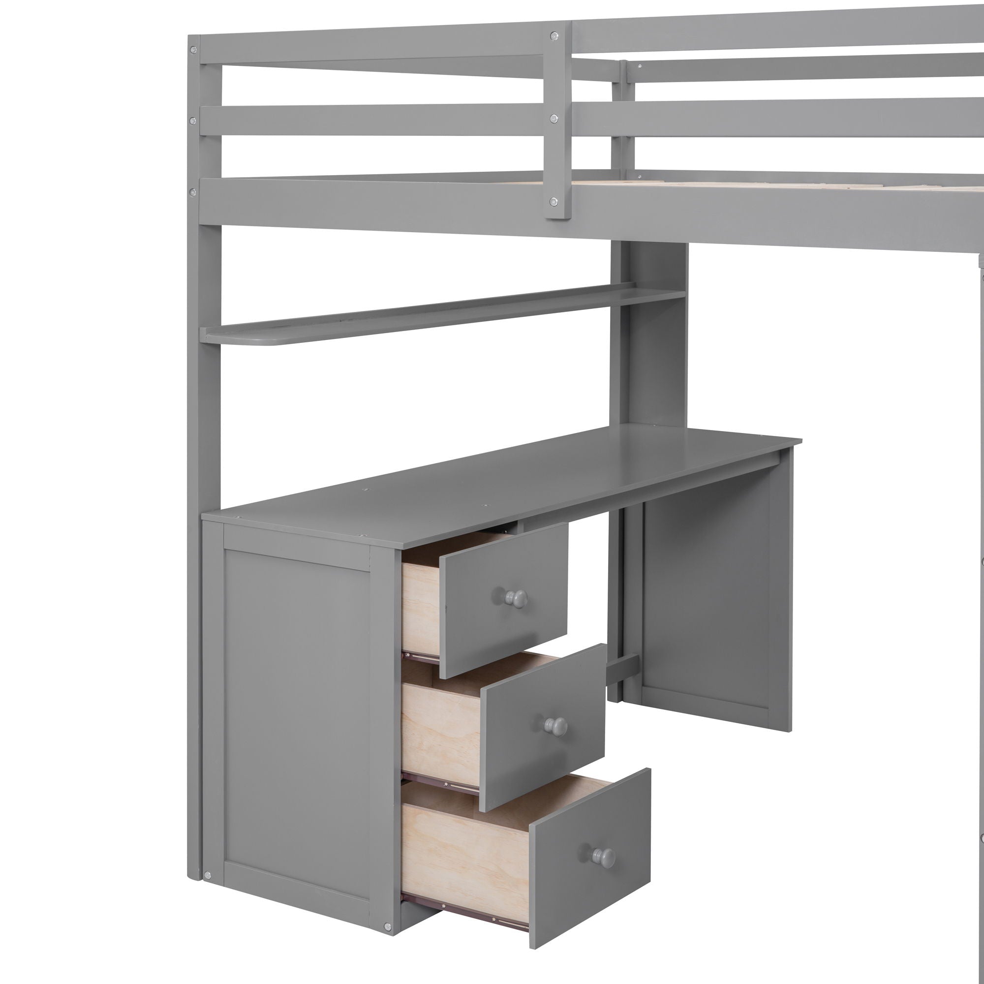 Loft Bed With Drawers, Desk, And Wardrobe