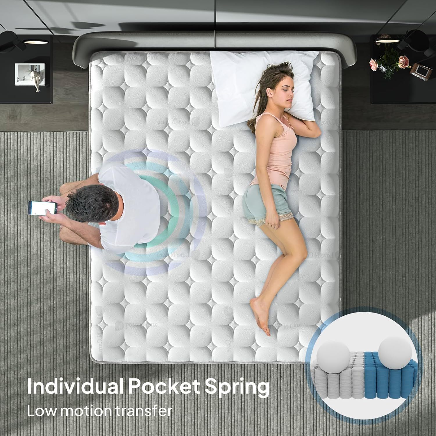 Snooze Mattress Company Harmony - 14" Euro Top Firm Hybrid Mattress With Independently Encased Coils & Gel Memory Foam