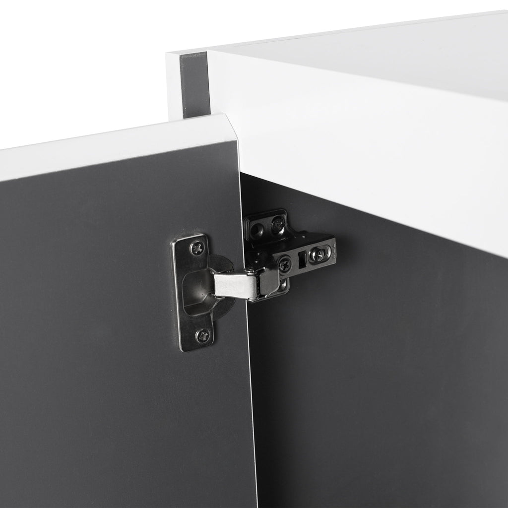 Wall Mounted Bathroom Vanity With Resin Sink And 2 Side Cabinet, 3 Soft Close Drawer - Brown Ebony