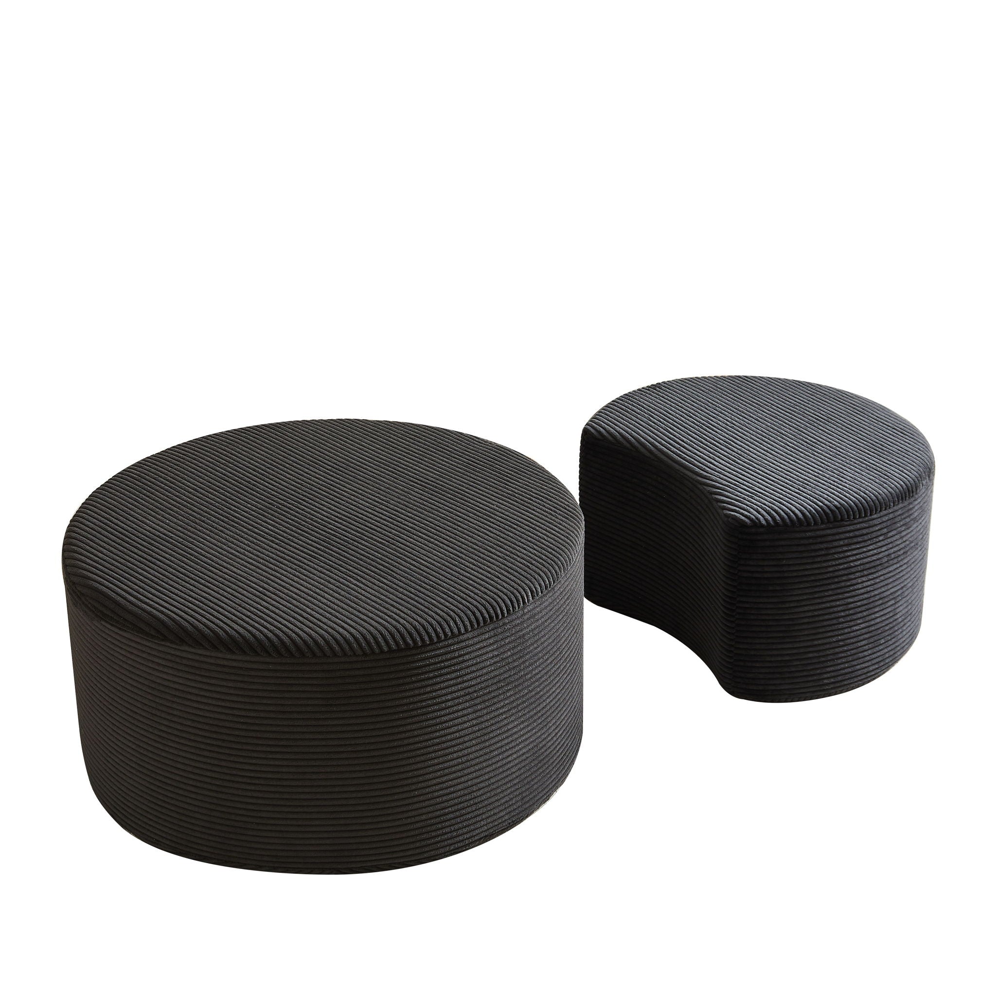 Modern Upholstered Round Coffee Table For Living Room (Set of 2)