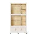 Portable Wardrobe Closet Storage Organizer For Clothes, 9 Magnetic Doors With 9 Cubes & 2 Hanging Rods, 6 Hangers - Cream White
