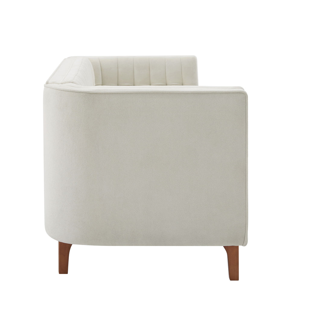 Modern 3 Seater Sofa, Upholstered Couch With Curved Armrests