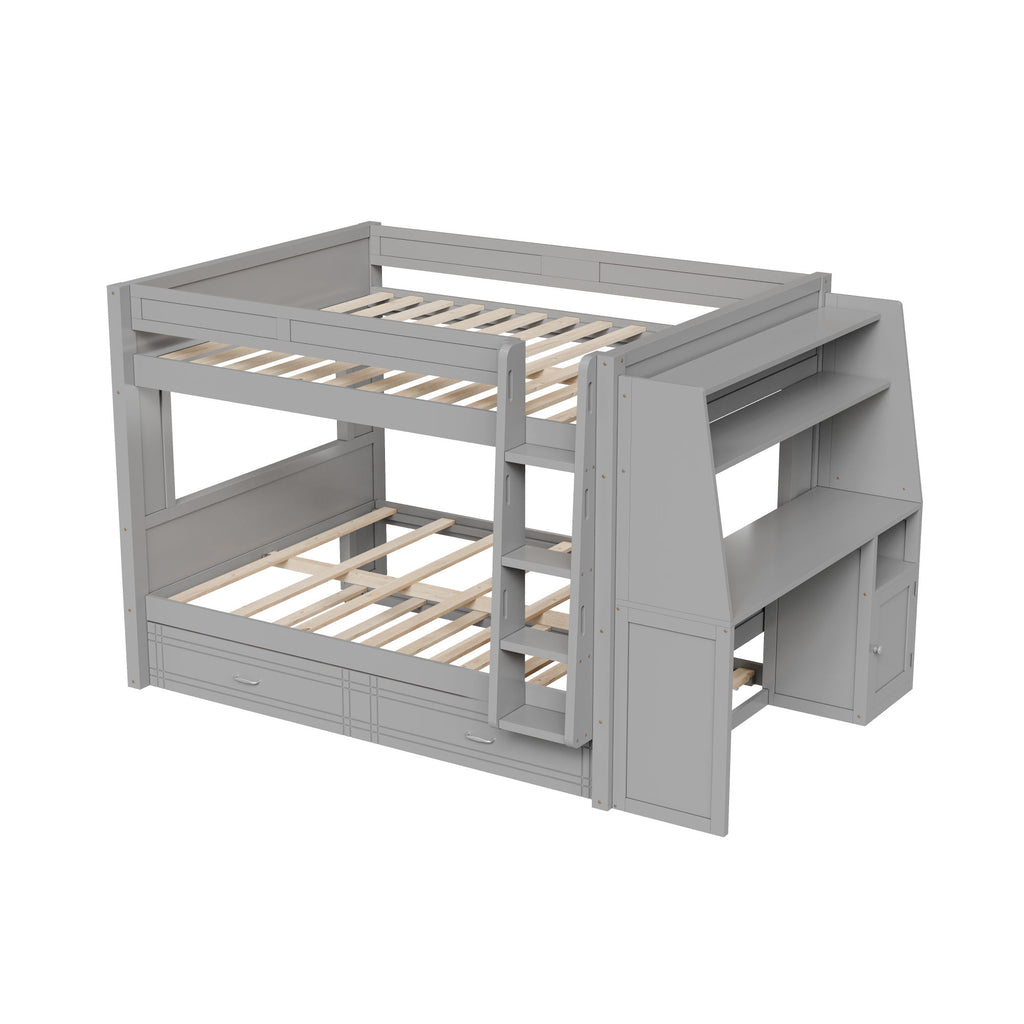 Multifunctional Bunk Bed With Desk, Bookshelves