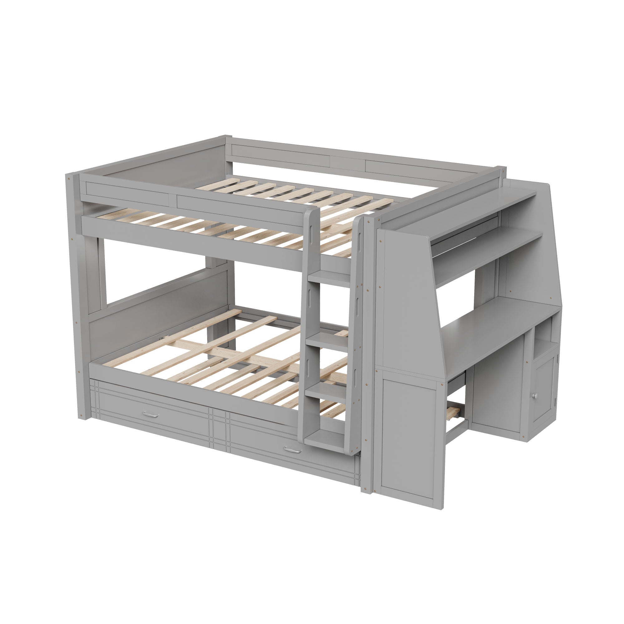 Multifunctional Bunk Bed With Desk, Bookshelves