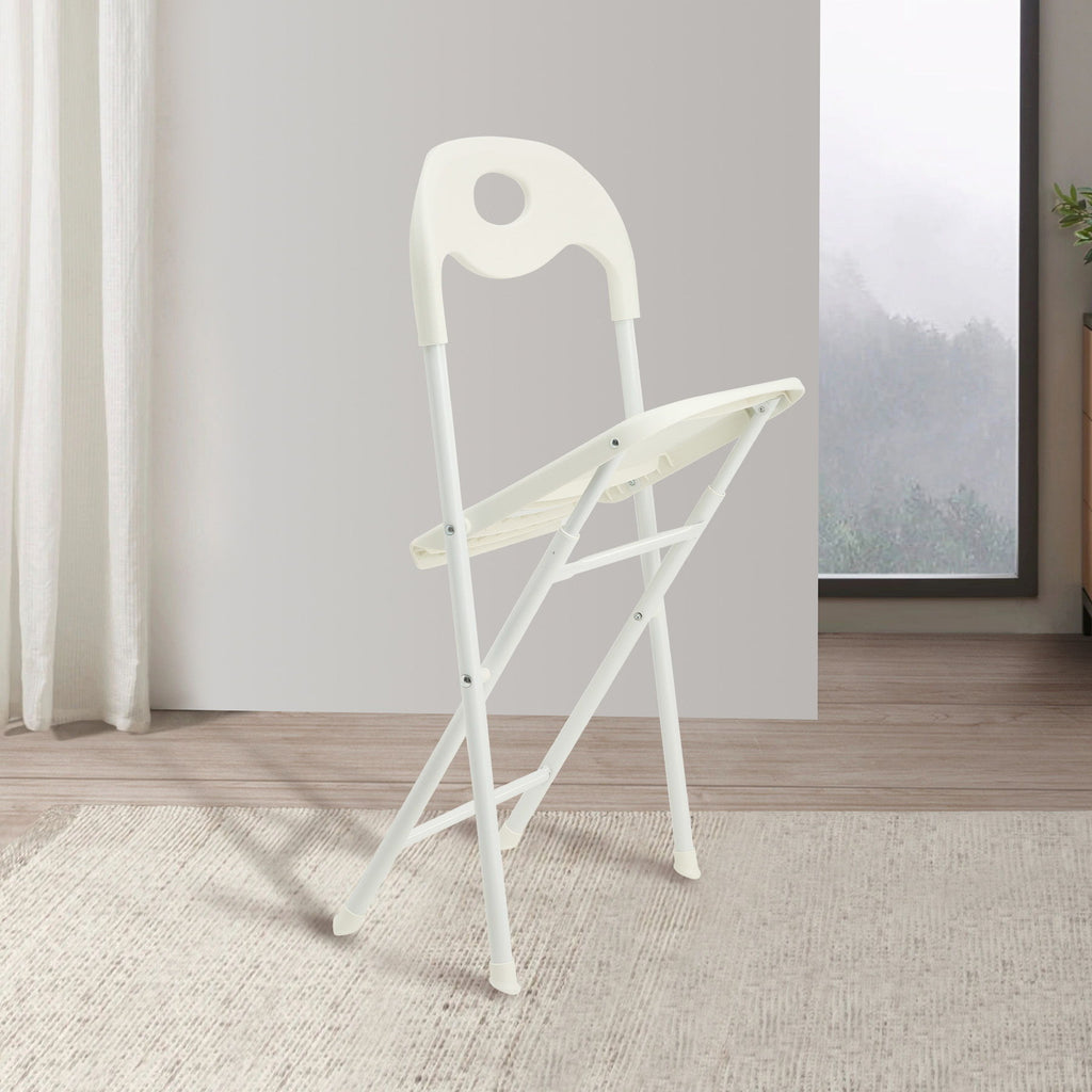 Folding Chairs, Stackable & Waterproof (Set of 4) - White