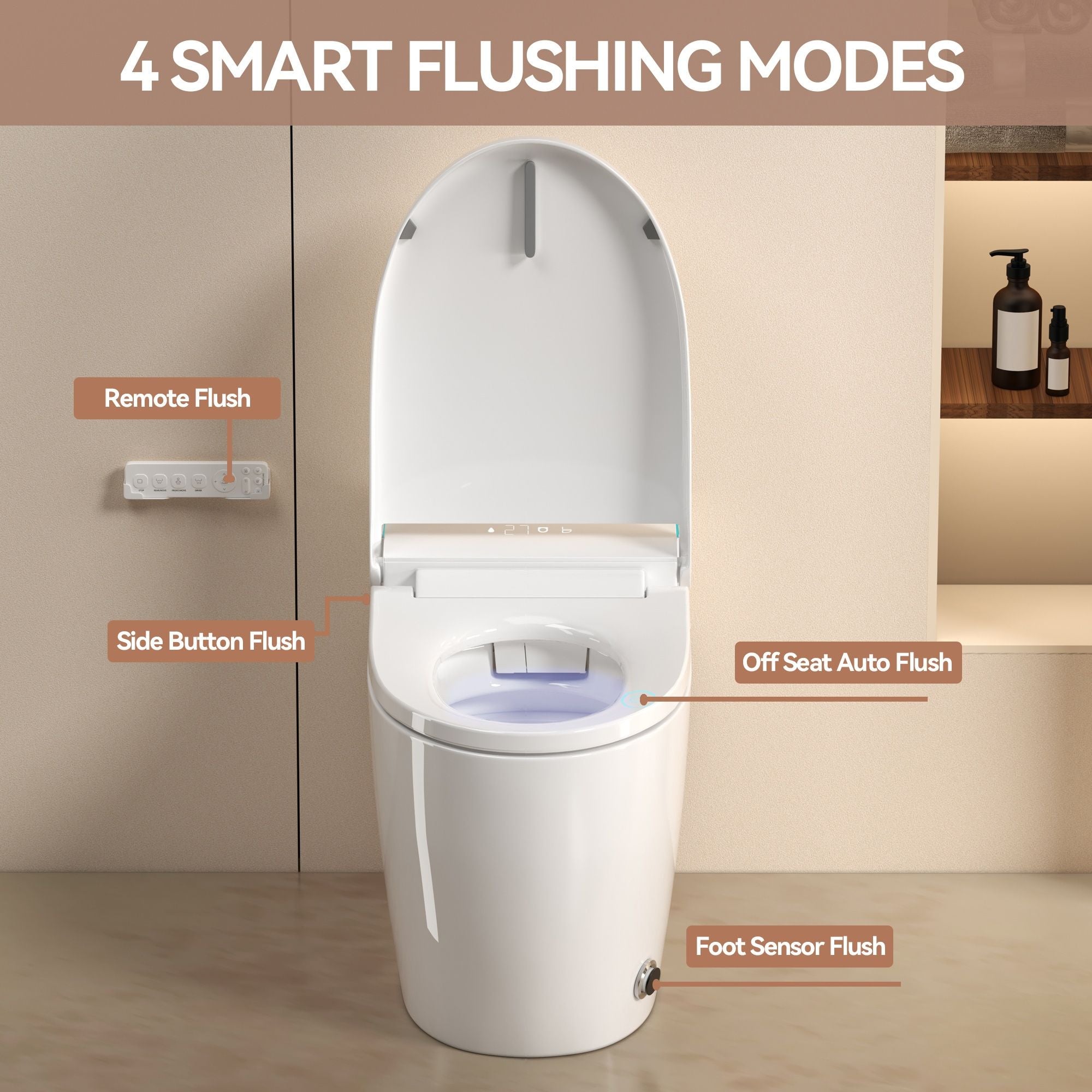 Smart Bidet Toilet With Auto Open / Close Seat