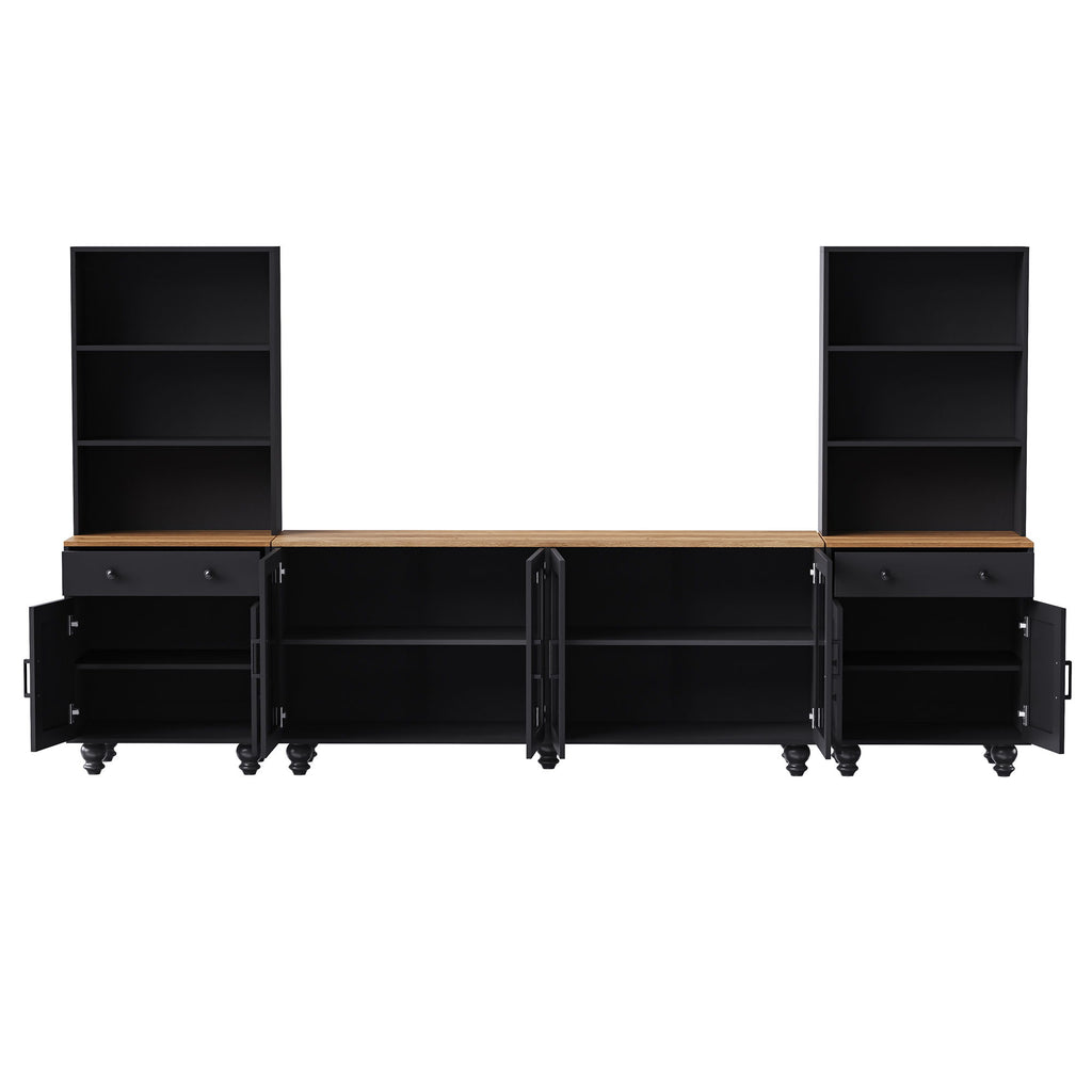 Farmhouse TV Stand With Solid Wood Gourd Shaped Legs For TVs Up To 70"