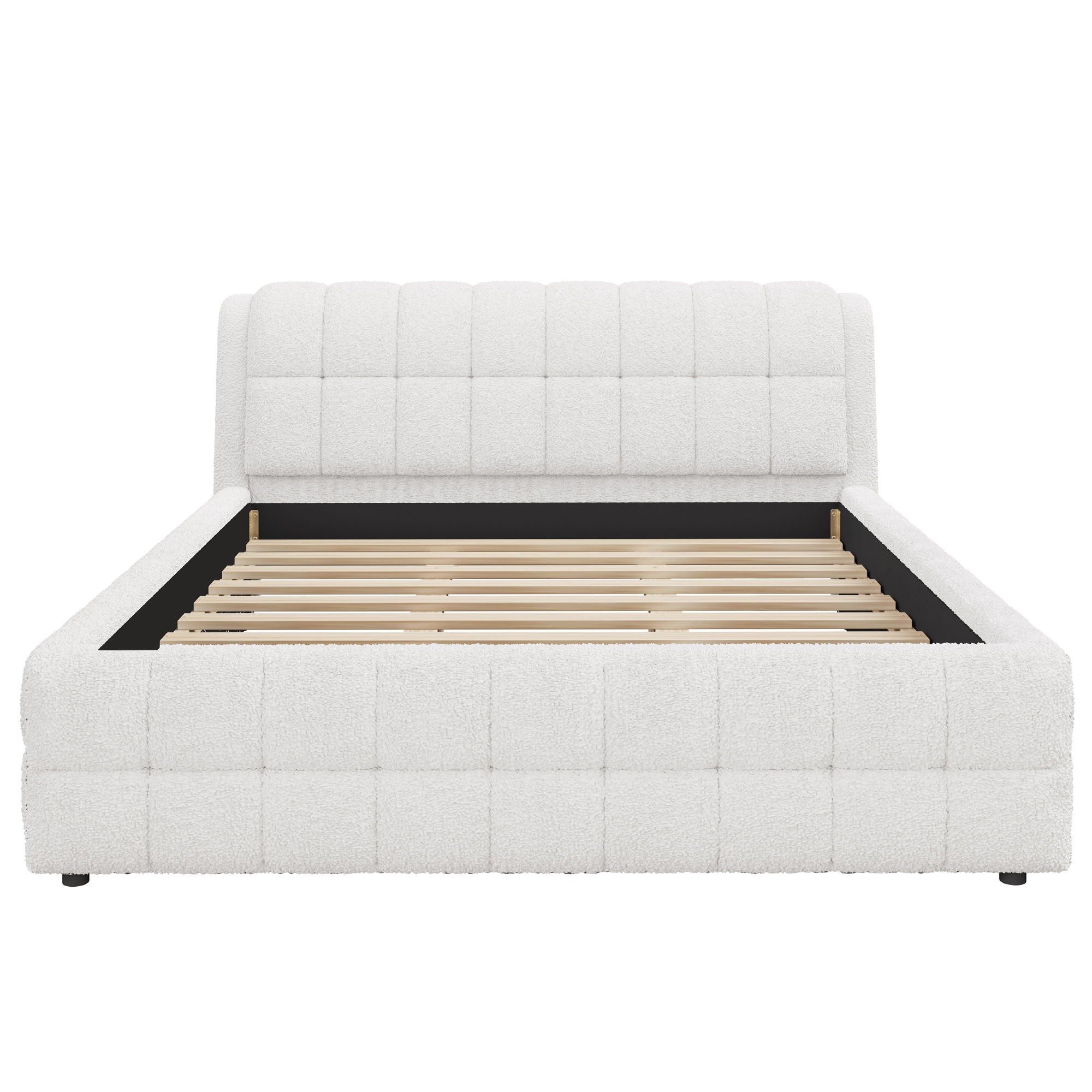 Upholstered Platform Bed With Stitching Details