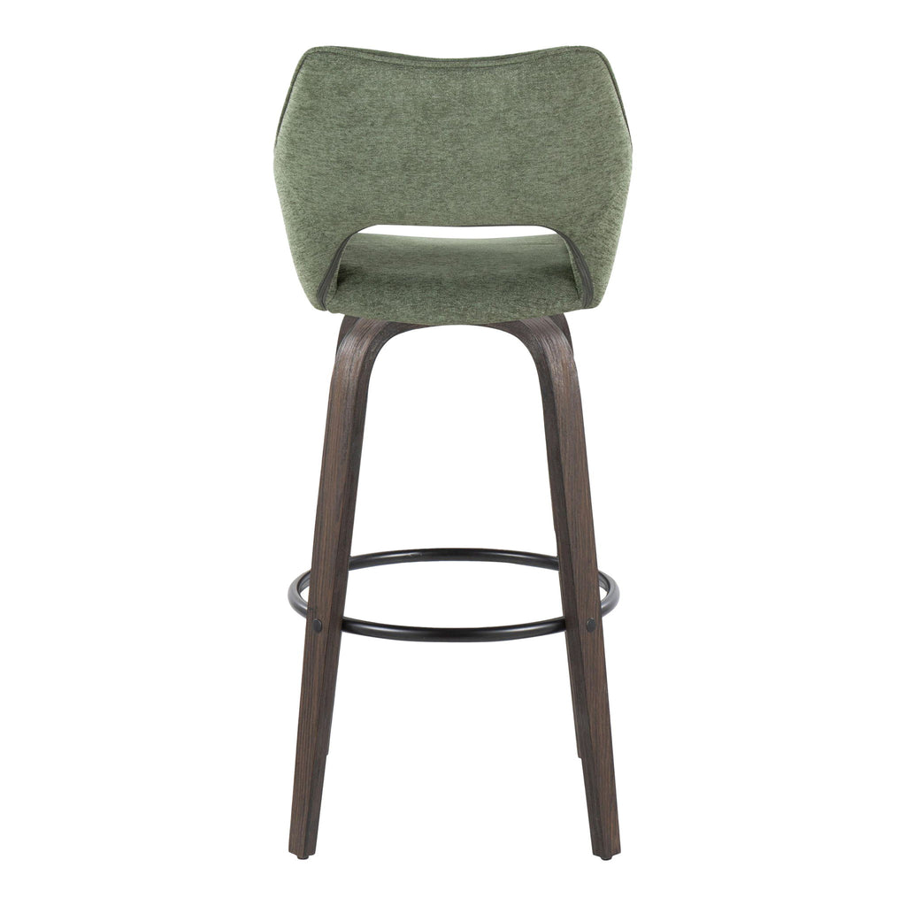 Mustang - Contemporary Fixed Height Barstool With Swivel With Round Footrest (Set of 2)