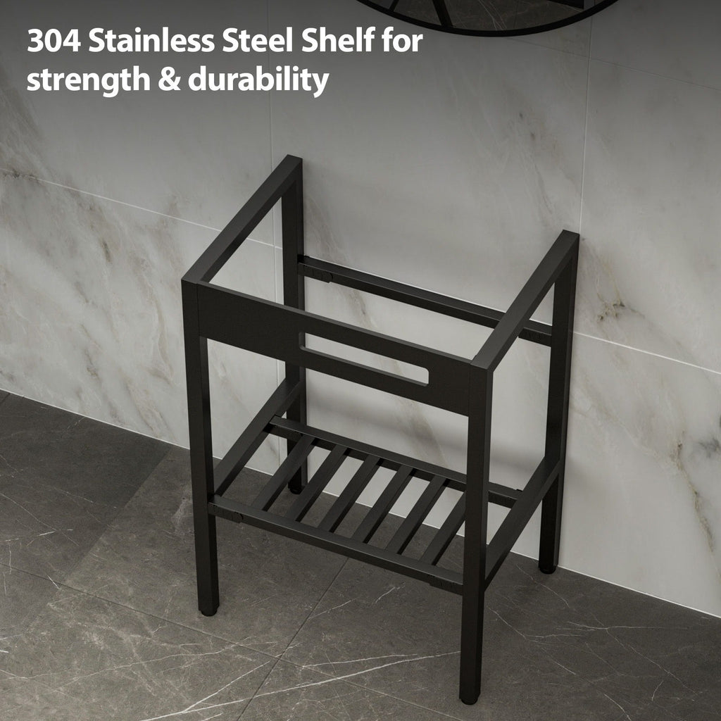 Console Sink With 304 Legs, 24" X 16.75", Wall Mounted Design - White / Black
