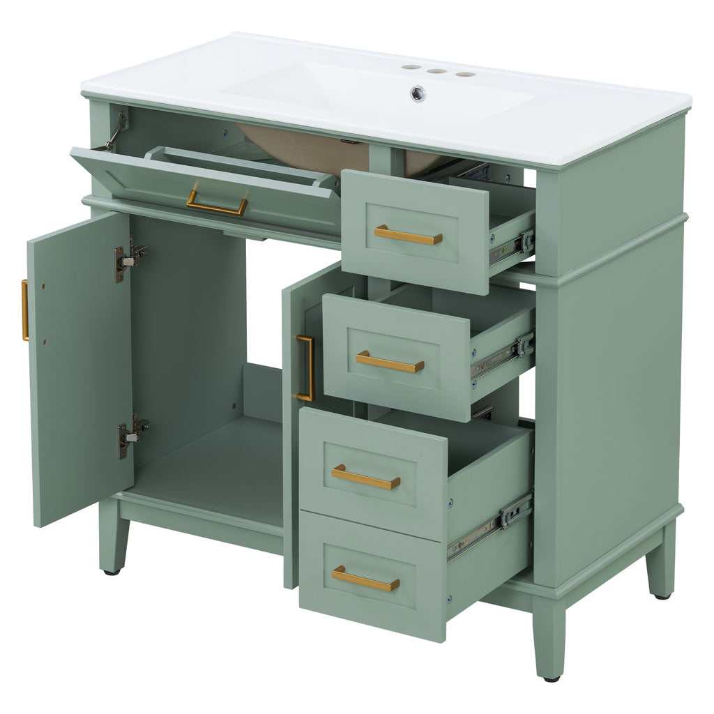 Modern Bathroom Vanity With Sink, Soft Close Doors, 4 Storage Drawers