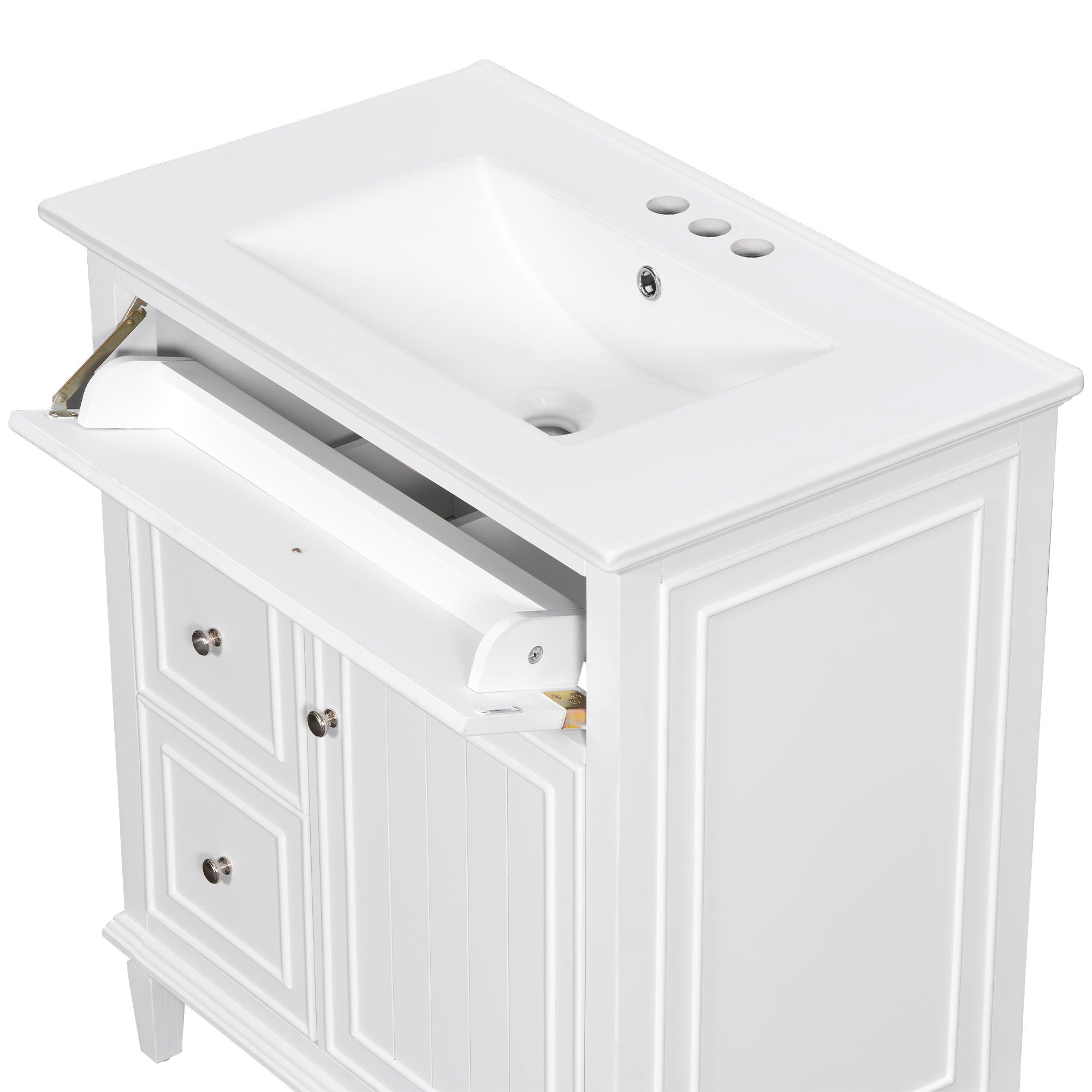 Modern Bathroom Vanity With Sink, Adjustable Shelf, Flip Drawer & 2 Drawers