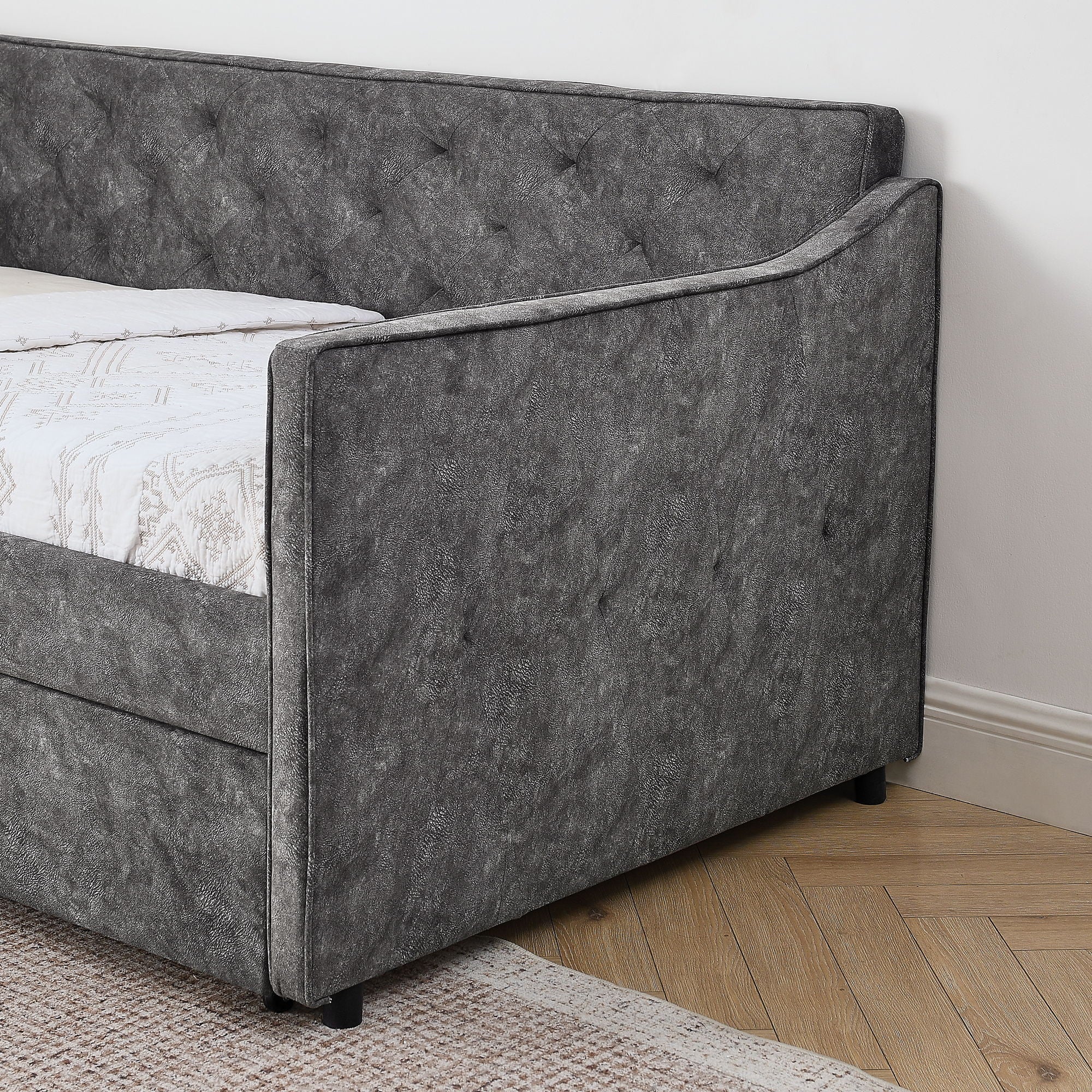 Daybed With Pop Up Trundle And USB Charging Armrest