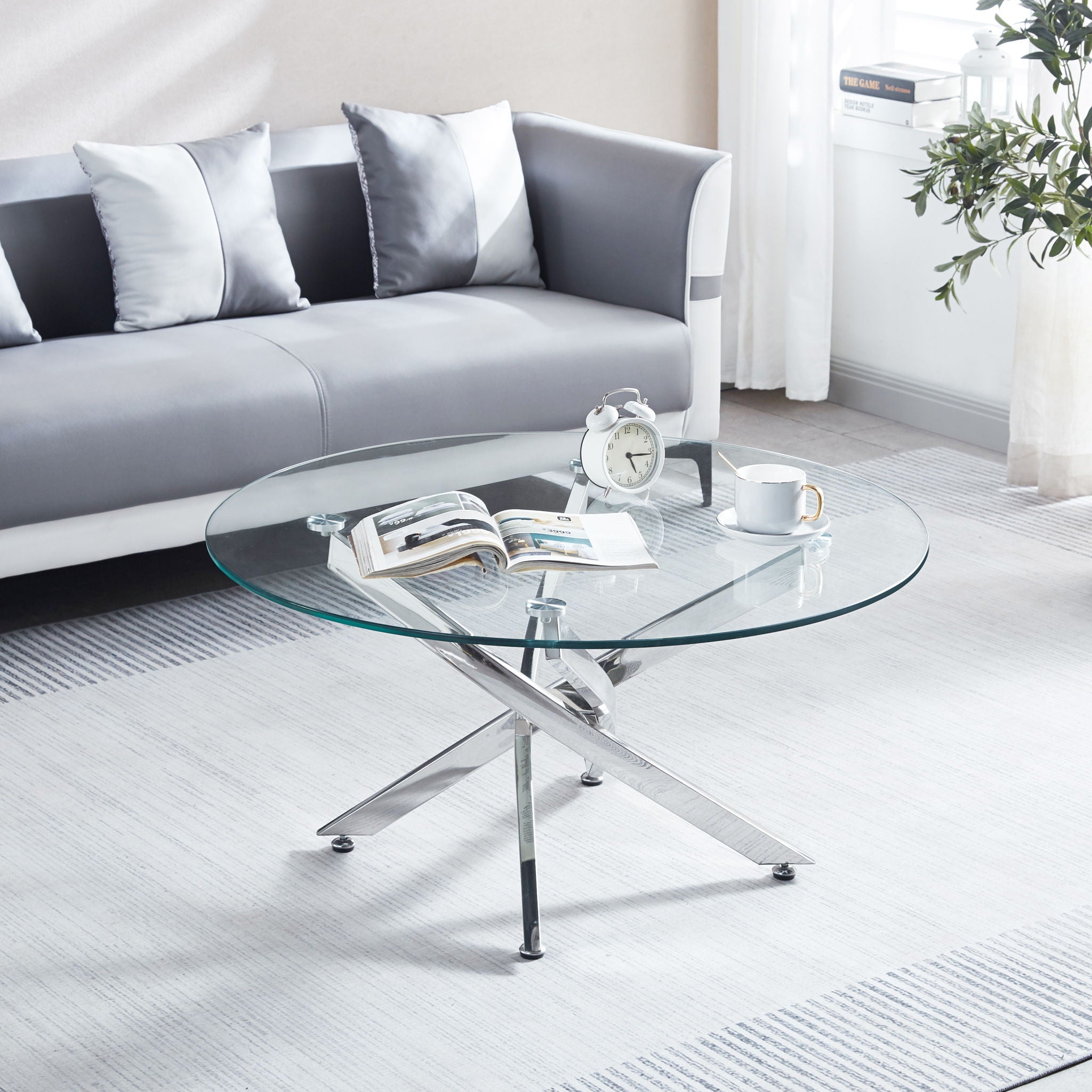 Modern Round Tempered Glass Table With Legs