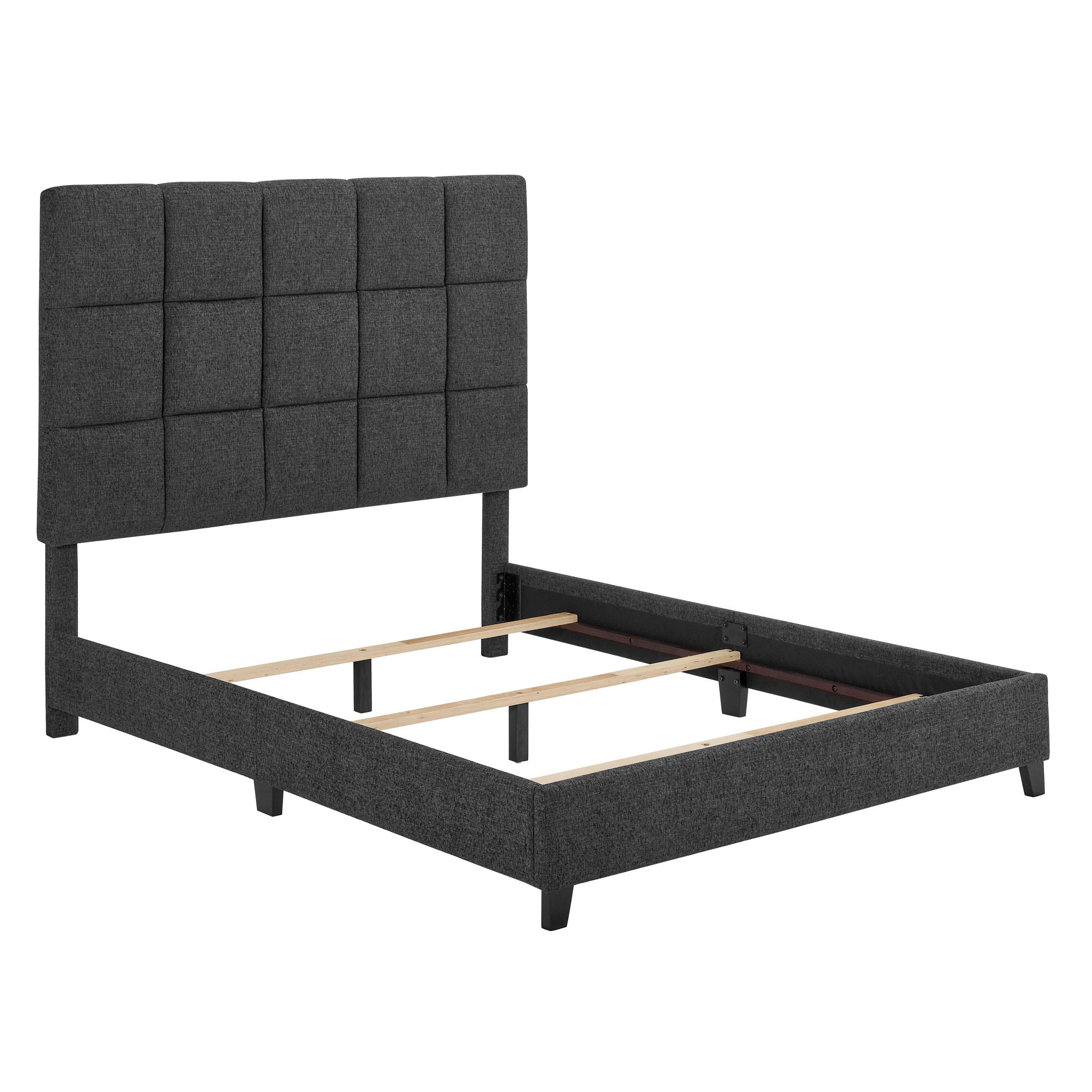 Squares Upholstered Headboard Platform Bed