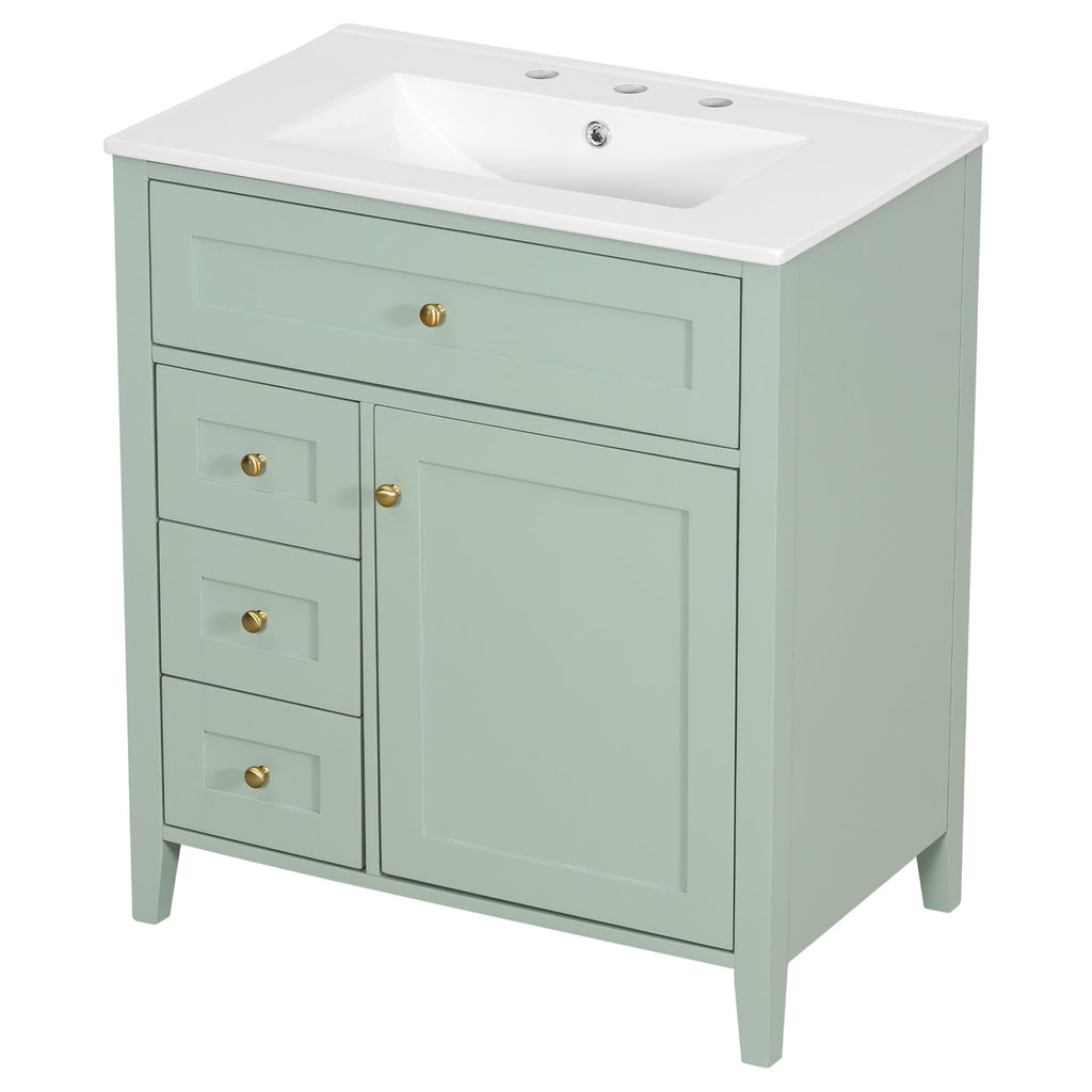 Modern Bathroom Vanity With Sink, 3 Drawers And Adjustable Shelf