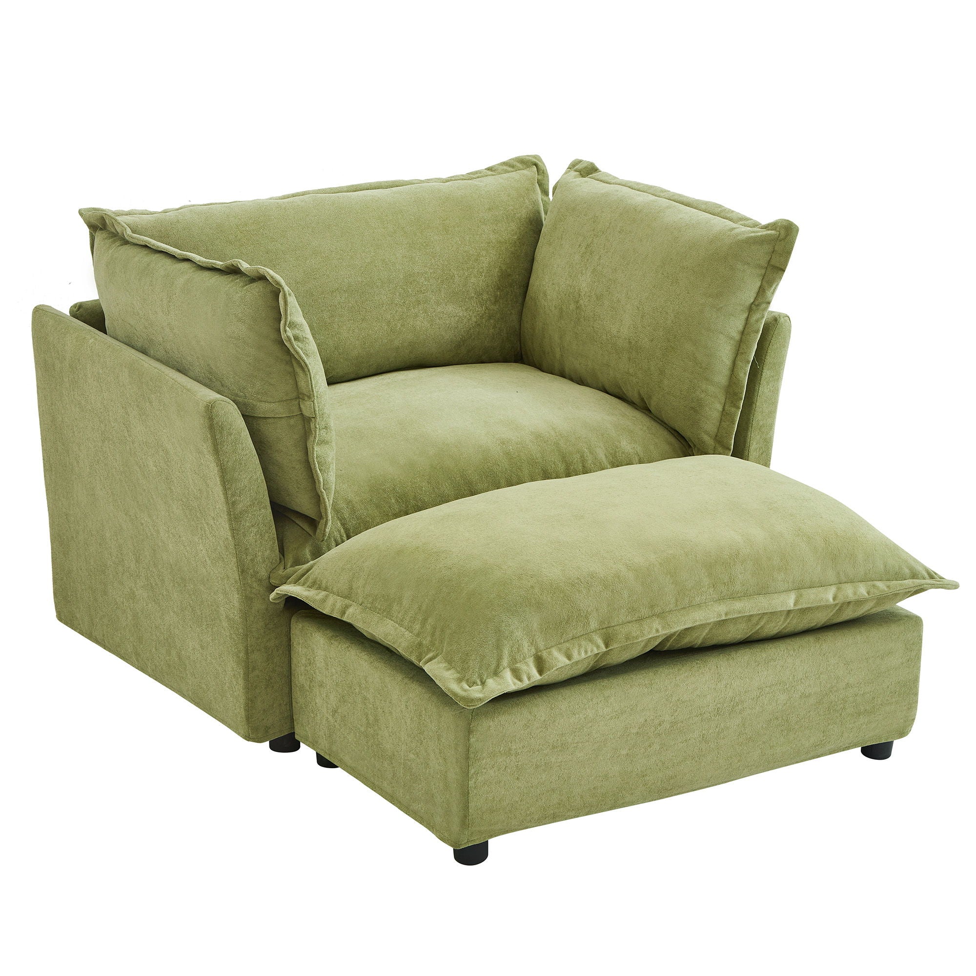 Modern Armchair Sofa With Movable Ottoman