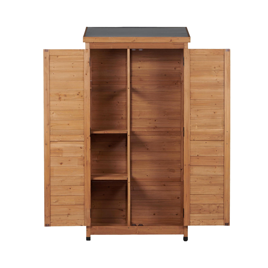 Outdoor Storage Shed With Vertical Tool Cabinet For Backyard