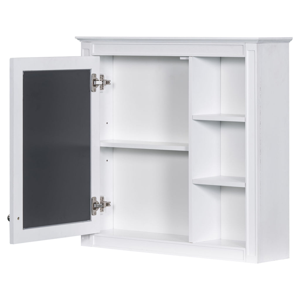 Bathroom Vanity With Top Sink, 2 Doors And 3 Drawers, Freestanding Set With Mirror Cabinet