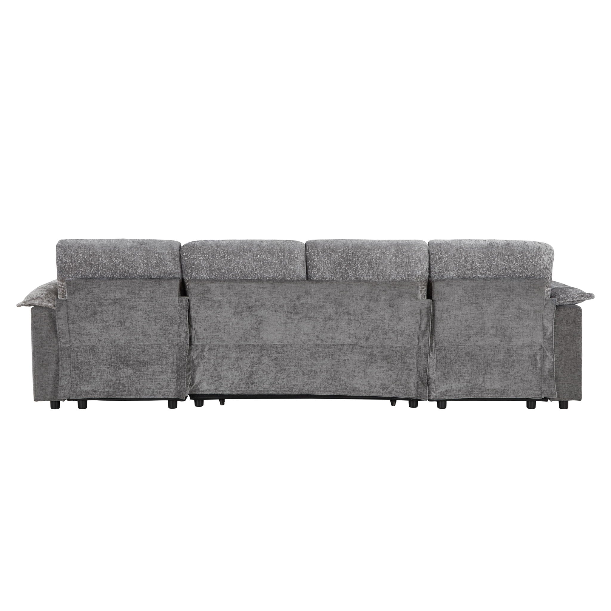 Modern U-Shaped Sleeper Sectional Sofa Bed With USB Ports, Cup Holder, And Hidden Storage