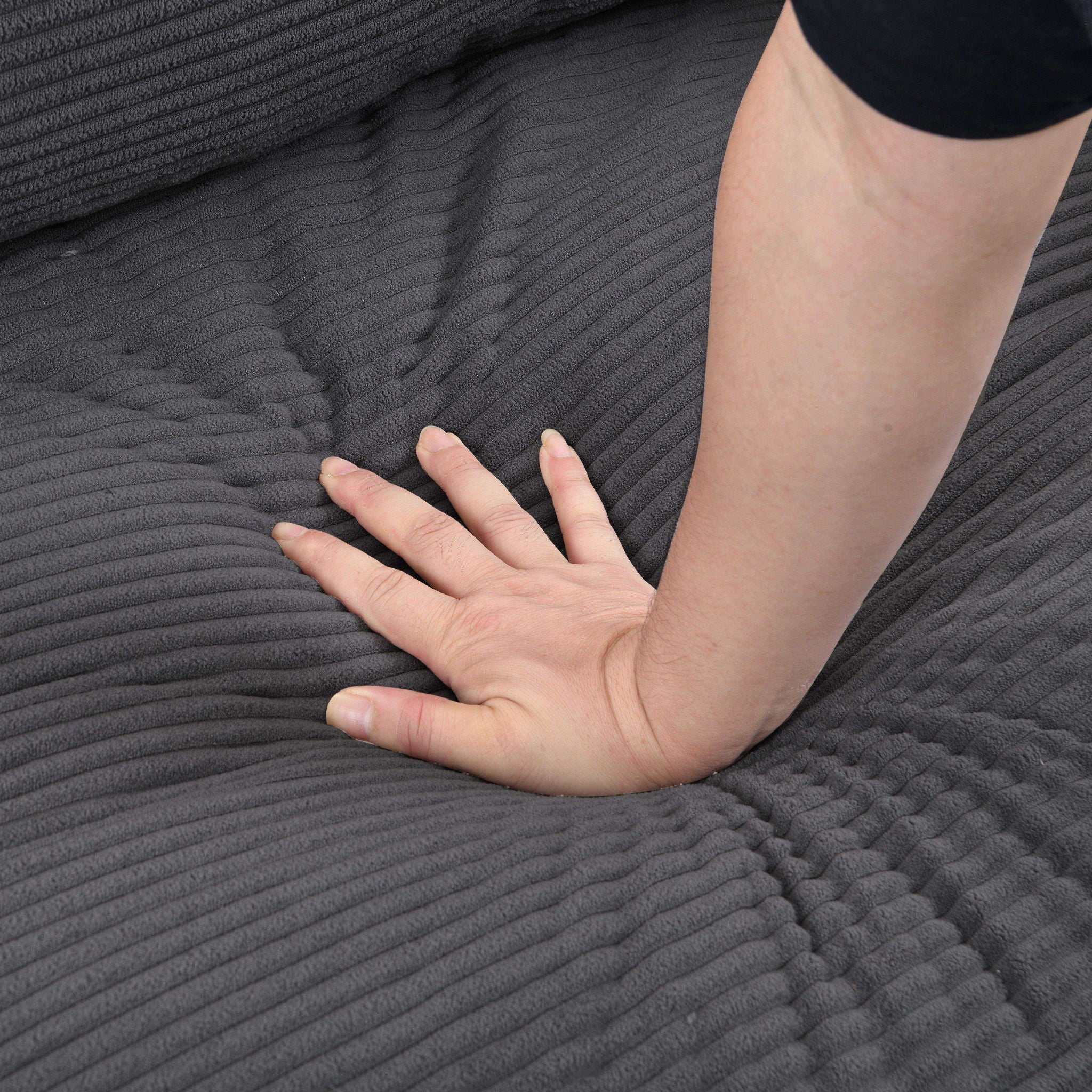 Modern Upholstered Loveseat Sofa With High Resilience, Wooden Frame - Dark Gray