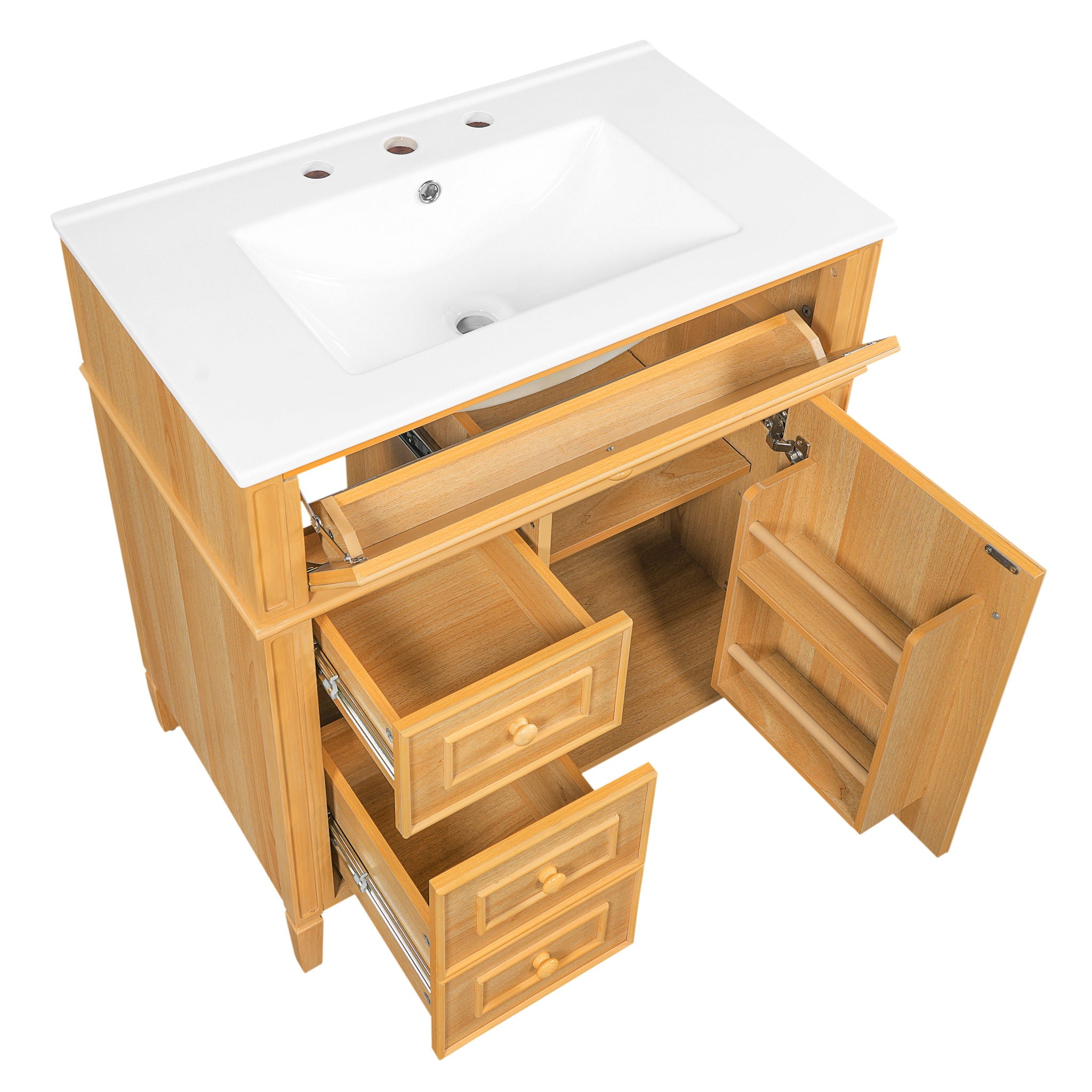Bathroom Vanity With Flip Out Drawer, 2 Soft-Close Drawers