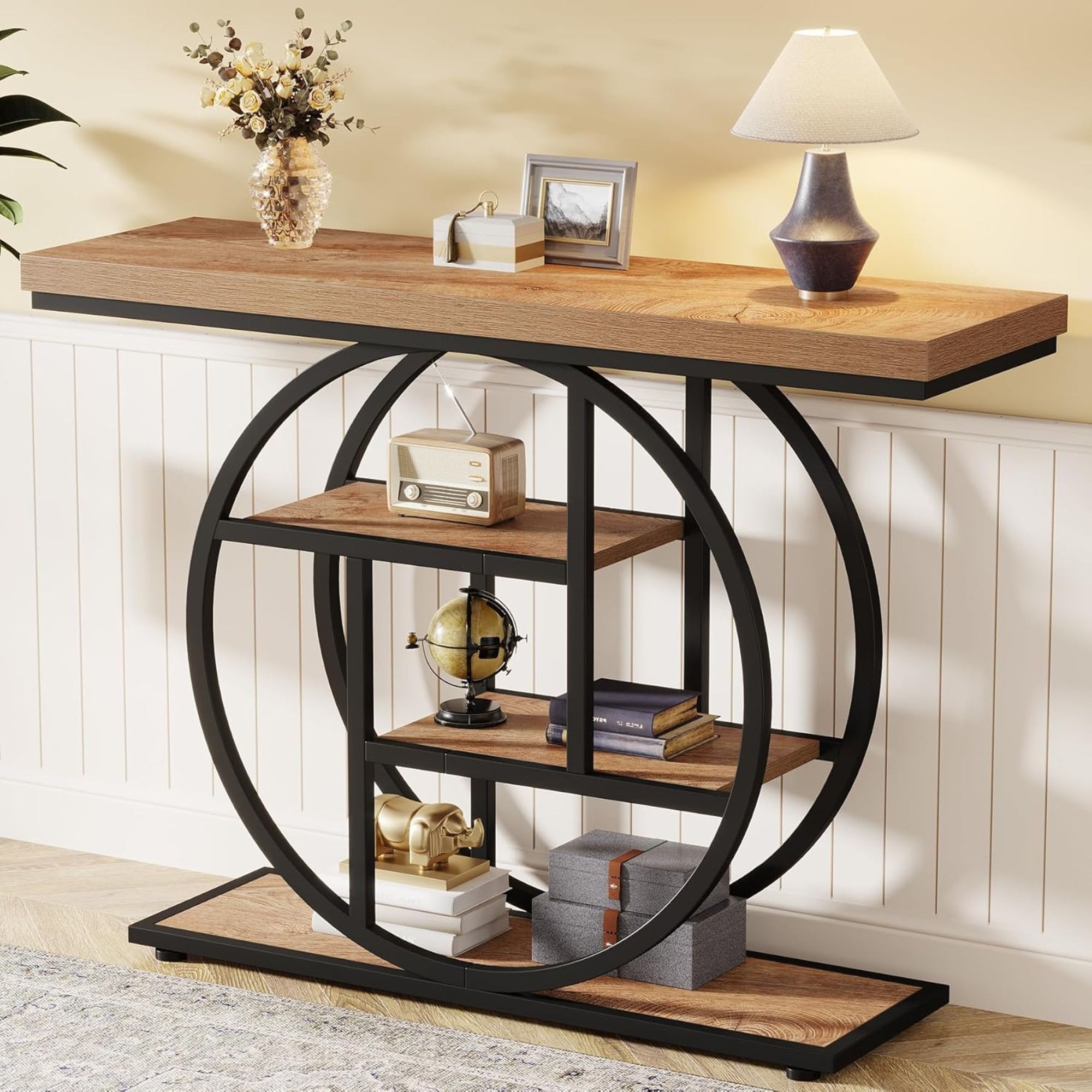 Console Table With 4 Tier Design For Living Hallway