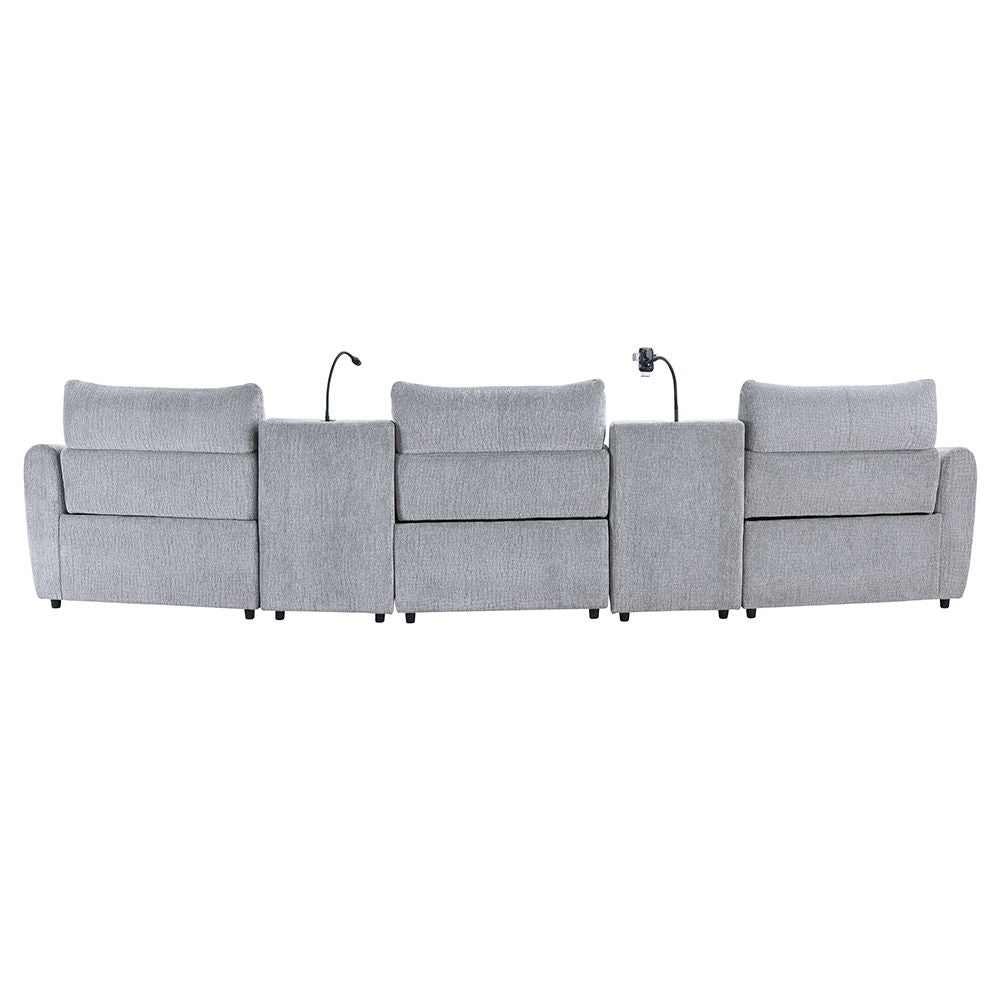 Fullar - RAF Modular Power Motion Recliner - Light Gary Chenille
