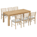 7 Piece Dining Set With Extendable Table, 2 Drawers & 6 Upholstered Chairs