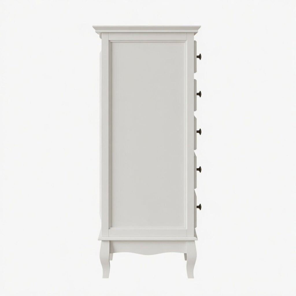5 Drawer Tall Wide Chest Of Drawers - White