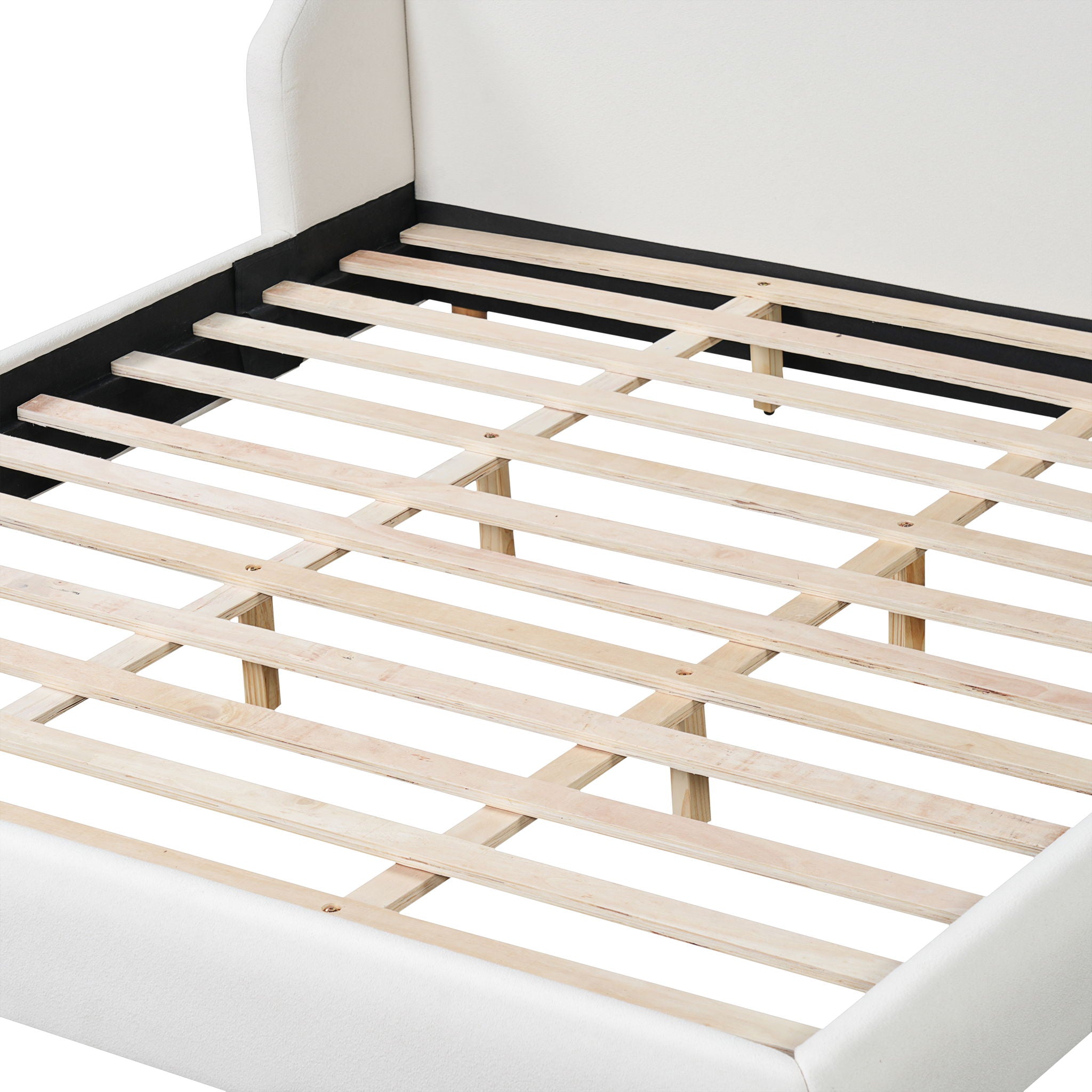 Modern Upholstered Bed Frame With Wingback Headboard
