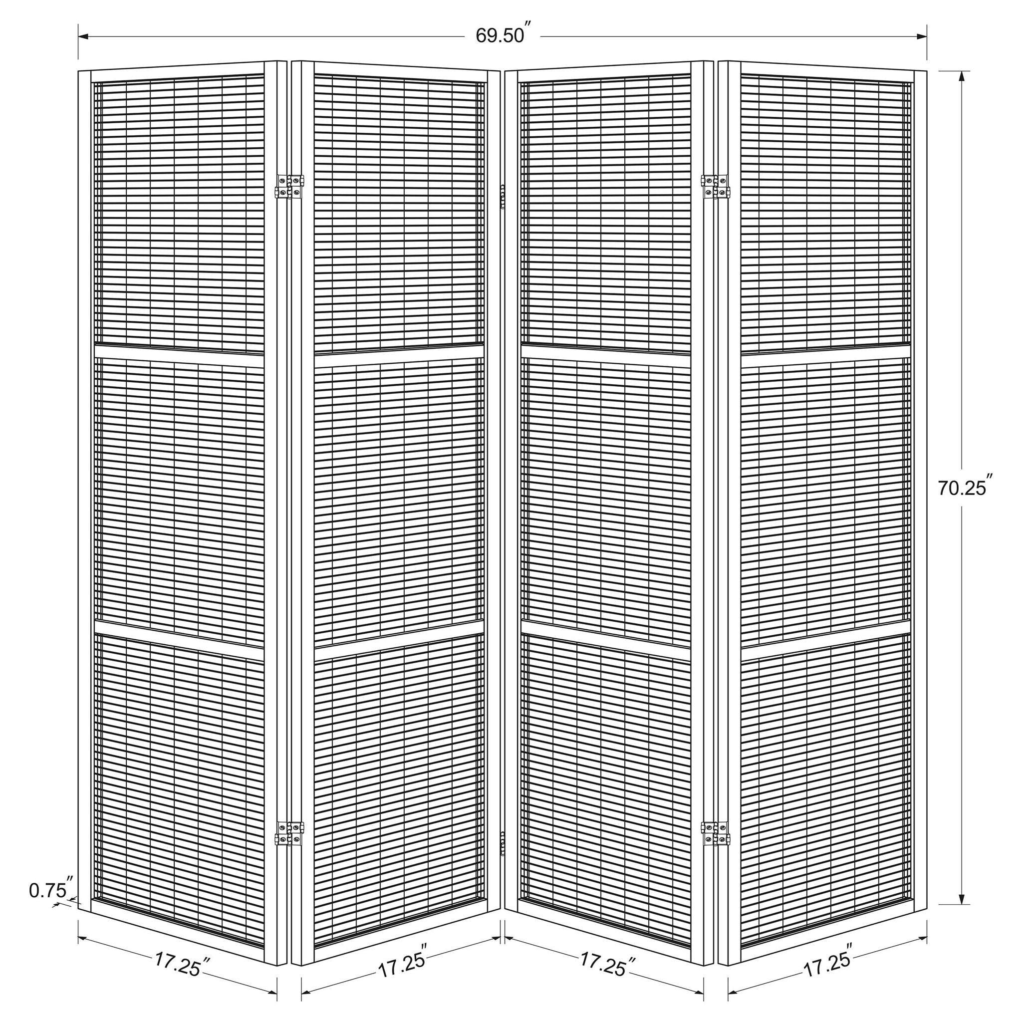 Kenabi - 4 Panel Room Divider Folding Screen - Walnut