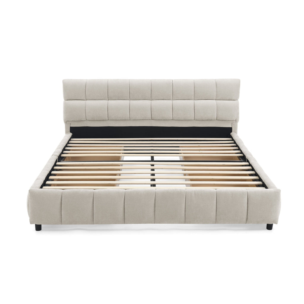 Modern Platform Bed Frame With Thick Fabric