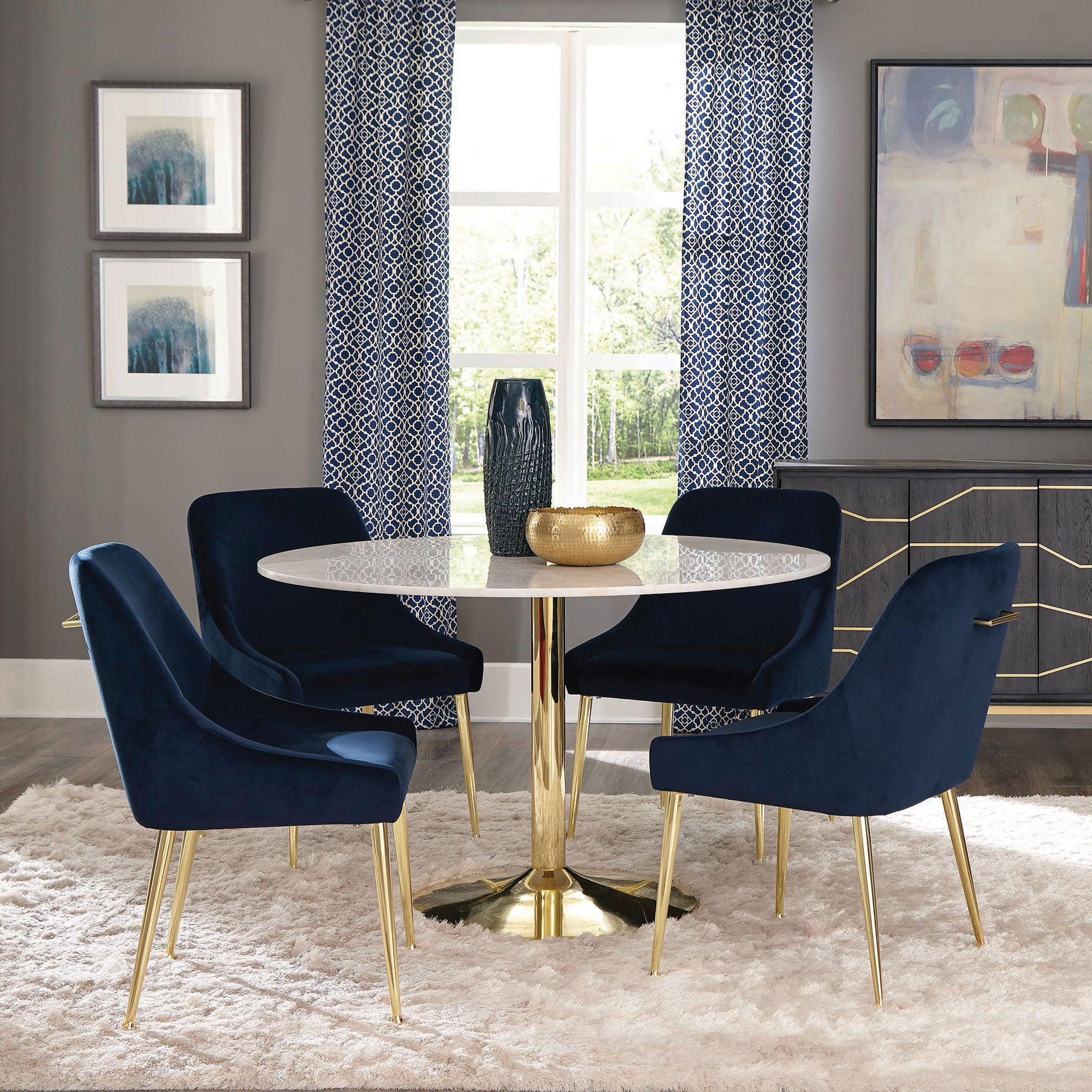 Raleigh - Pedestal Dining Table - White Marble