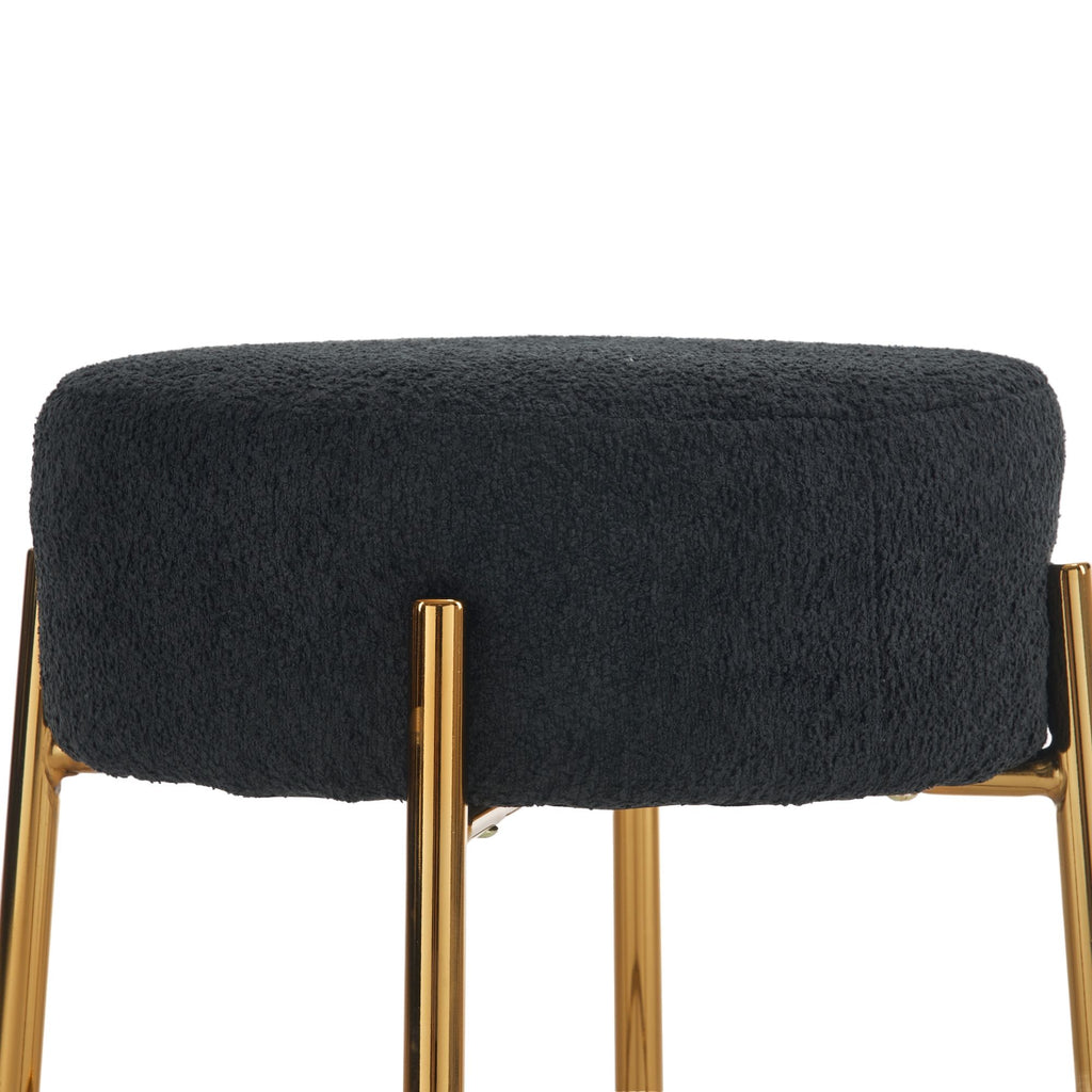 Round Bar Stools (Set of 2), Contemporary Upholstered Dining Stools For Kitchens, Coffee Shops And Bar Stores - Legs