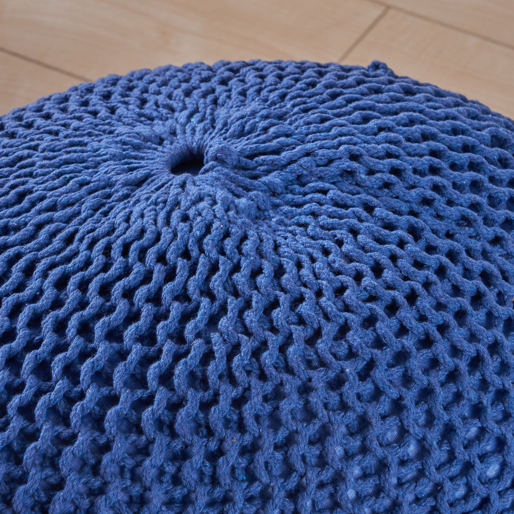Bordeaux - Knitted Round Pouf, Versatile Ottoman And Floor Cushion