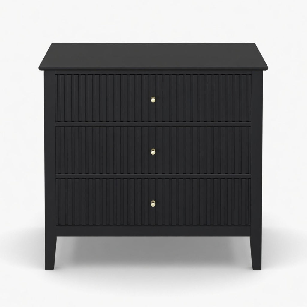 Fluted 3 Drawer Nightstand With Soft Close Slides