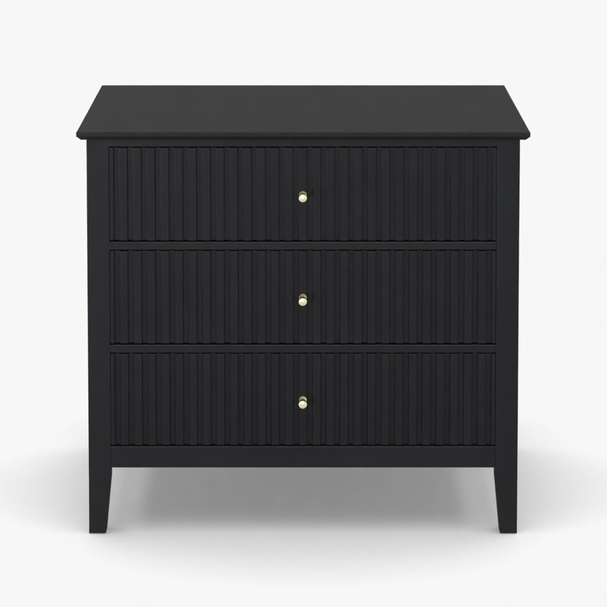 Fluted 3 Drawer Nightstand With Soft Close Slides