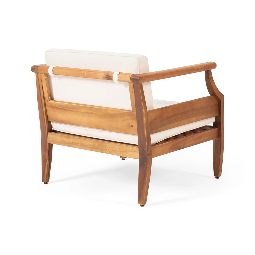 Alluvion - 4 Piece Wood Outdoor Patio Conversation Set With Cream Cushions - Teak / Beige