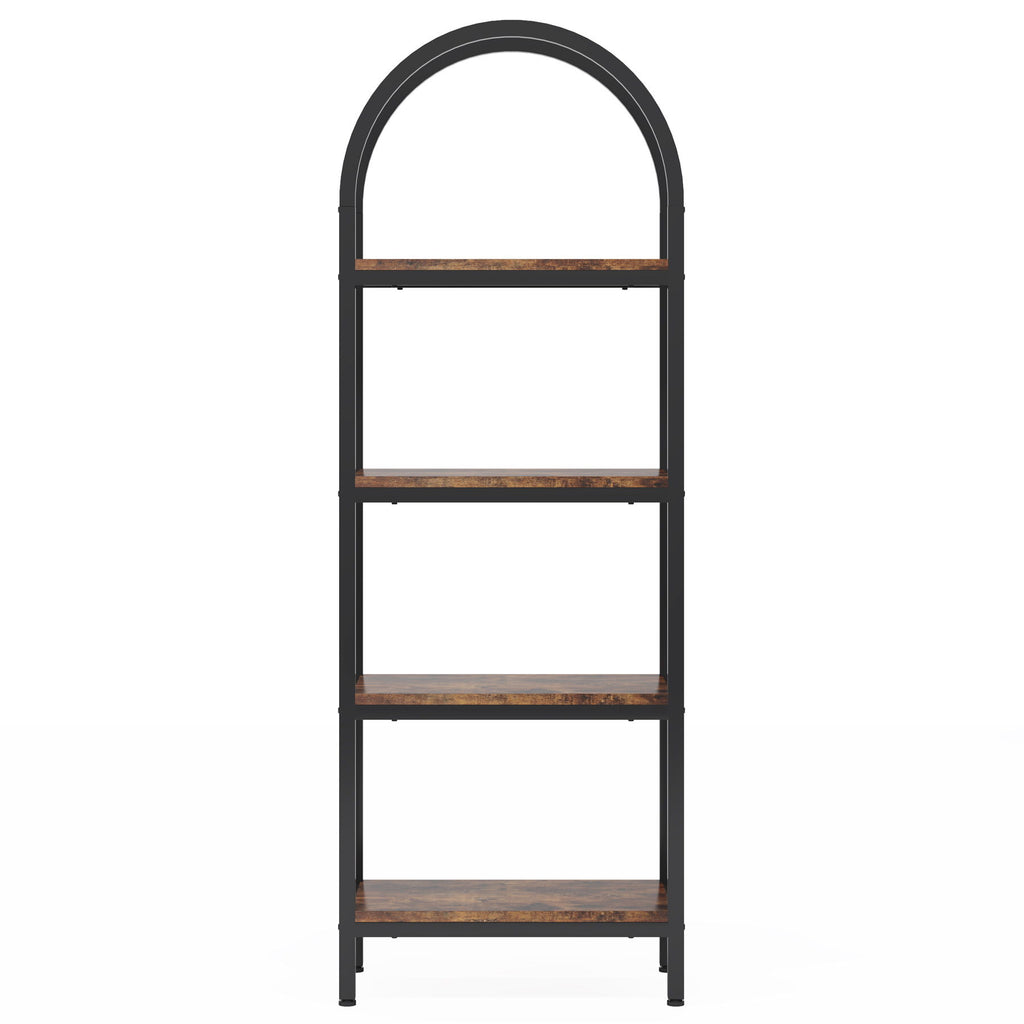 Industrial 4 Tier Open Bookshelf With Curved Top