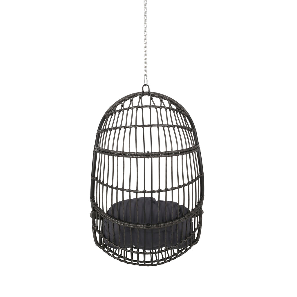 Rustic Hanging Basket Chair With Cushion