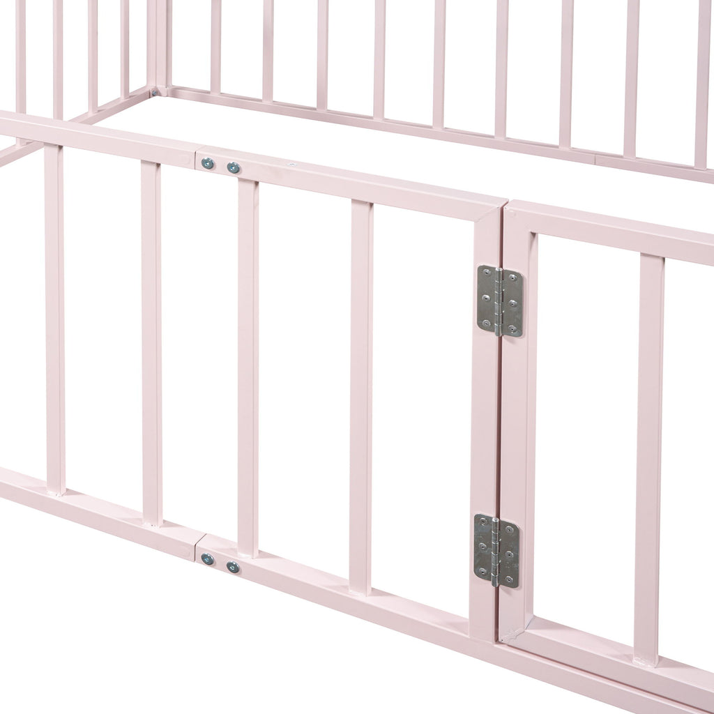 Metal Floor Bed Frame With Fence And Door