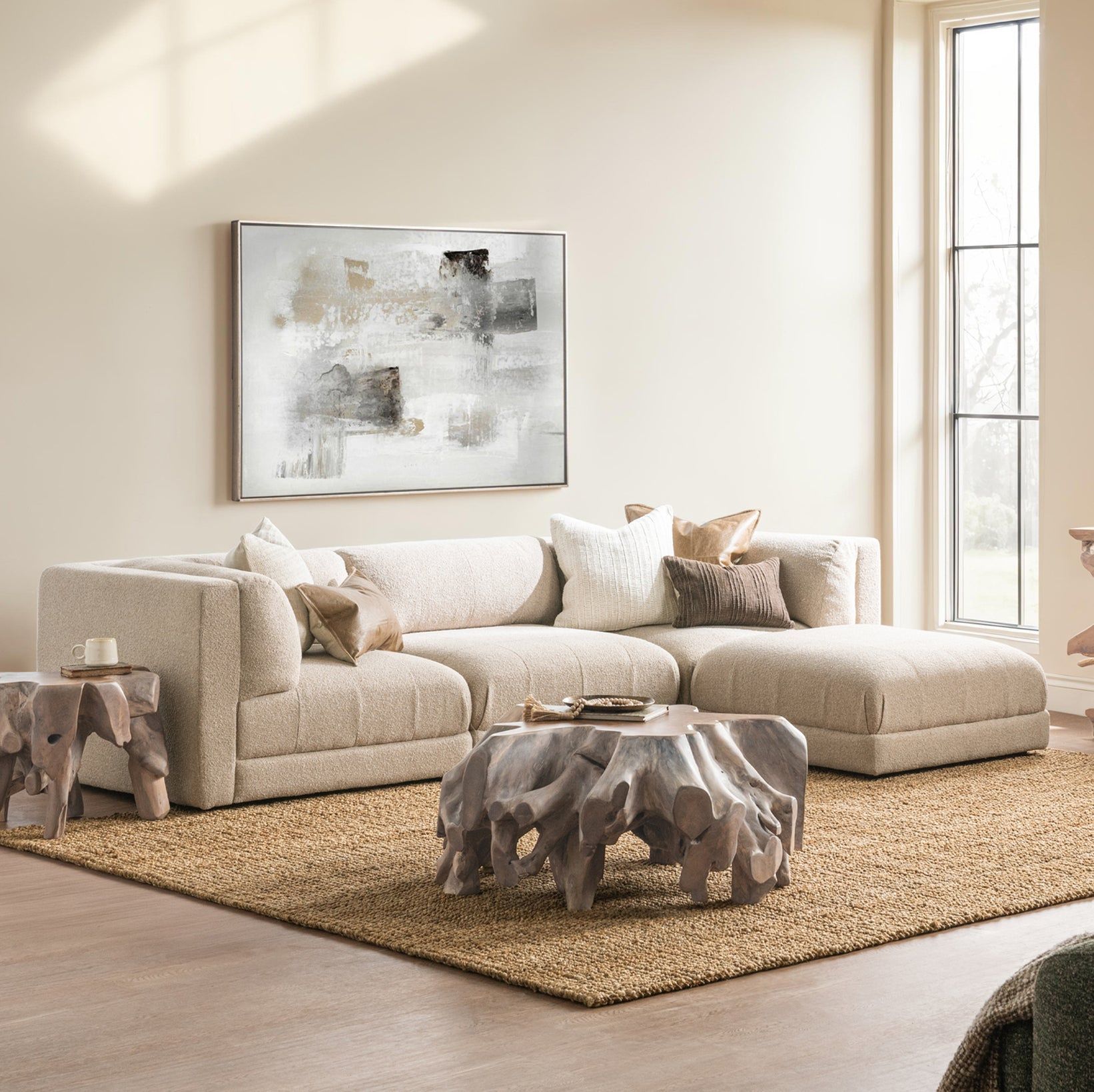 Adalynne - Upholstered Square Ottoman - Buttermilk