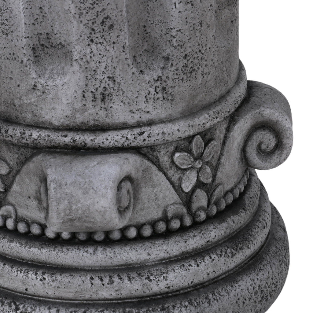 Outdoor End Table, Round Side Table For Patio And Garden - Antique Gray