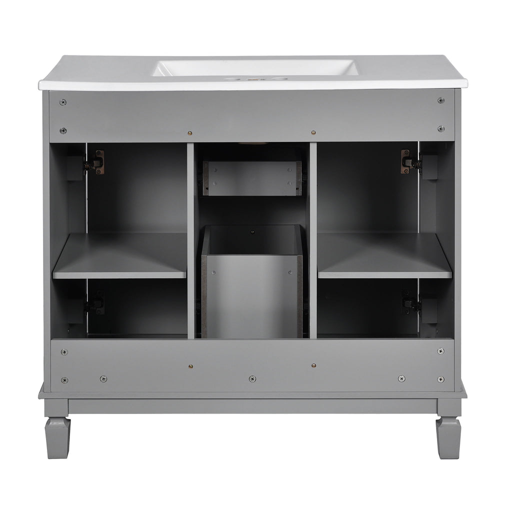 Bathroom Vanity With Top Sink, Basin On Cabinet With 2 Soft Closing Doors And 2 Drawers